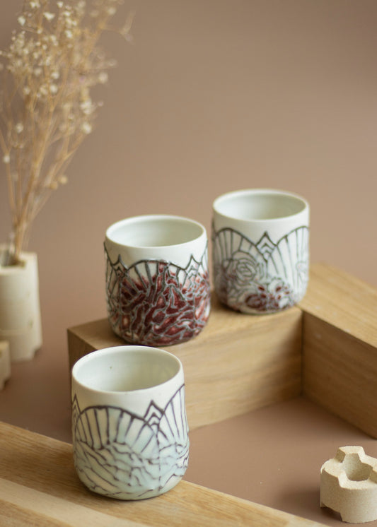 Tasse en Porcelaine Vitraux (cuisson au bois)